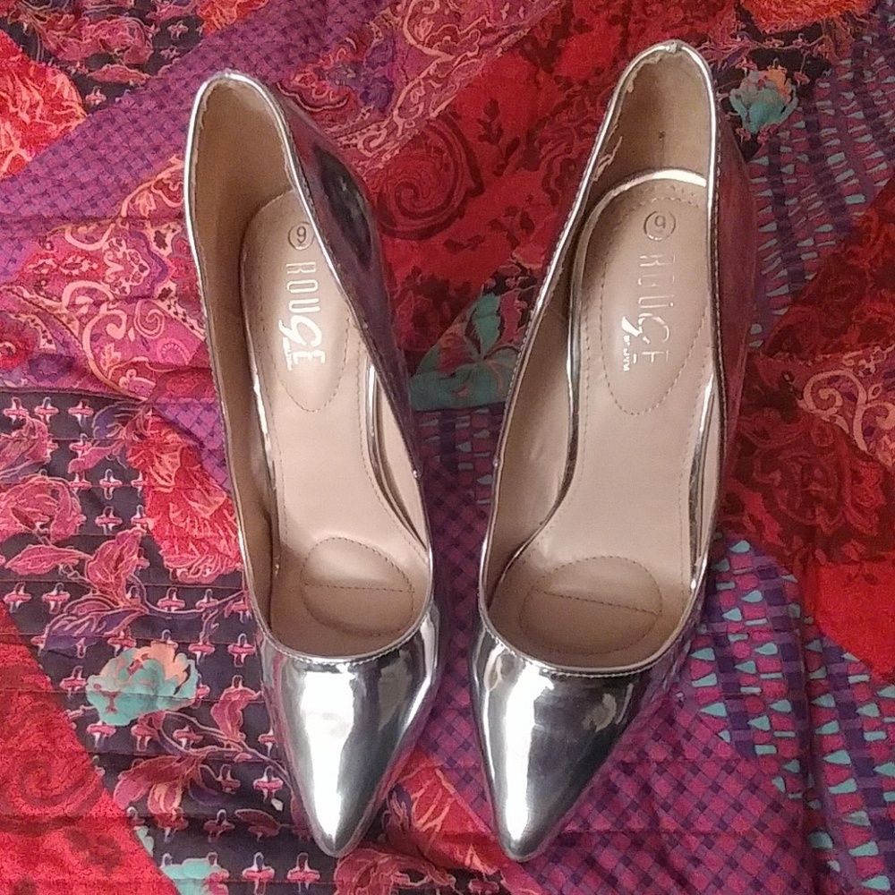 Metallic Silver Heels
